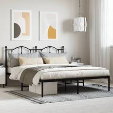 vidaXL black, 180 Metal Bed Frame Bed Base Headboard 4FT Small Double