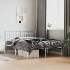 Sengeben vidaXL Sengeramme Med Sengegavl 140x190 cm Metal Hvid Sengeben