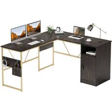 Gold Writing Desks Bestier 60'' L Shaped with Writing Desk