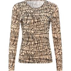 bluse beige med sort