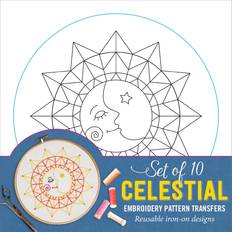 Needlework Patterns Celestial Embroidery Pattern Transfers set of 10 hoop designs!