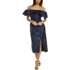 Monique Lhuillier Ml Off-The-Shoulder Midi Dress