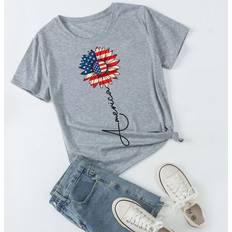 T-shirts RAWSOME T-SHIRTS Women's Miss Americana T-Shirts USA Flag Sunflower America Signature H.Grey