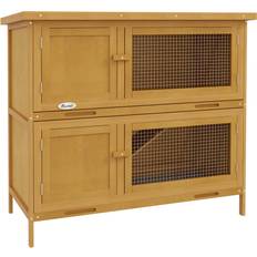 Pet house Pawhut Double Decker Rabbit Hutch Bunny Cage Pet House