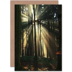 ARTERY8 Wee Blue Coo Birthday Painting Sunbeam Forest Scene Greeting Card