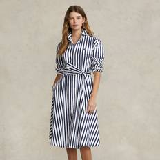 Polo - Women Dresses Polo Ralph Lauren Belted Wide-Stripe Cotton Shirtdress in Navy/White