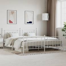 vidaXL Med Sengegavl Og Fodgærde 193x203 cm Metal Hvid Sengeramme