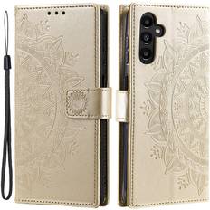 Skalo Samsung A34 5G Mandala Flip Cover Guld