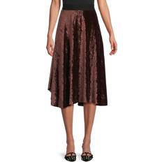 Calvin Klein Women Skirts Calvin Klein Women's Velvet Midi Flared Skirt Coffee Bean