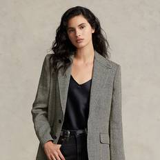 Silk Blazers Polo Ralph Lauren Herringbone Linen-Blend Blazer in Black/Cream Herringbone