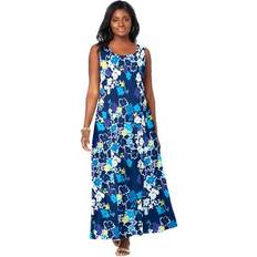 Jessica London Dresses Jessica London Plus Women's Flared Tank Dress in Blue Flower Size 18/20