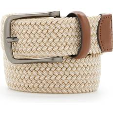 Perry Ellis Men's Webbed Leather-Trim Belt Khaki Khaki