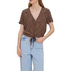 Short Sleeves Blouses Vero Moda Womens Front Tie Cropped Blouse