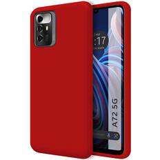 TuMundoSmartphone Tumundosmartphone Hülle Silikon Liquid Ultra Weich fur ZTE Blade A72 5G Farbe Rot