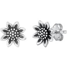 Beige Earrings Sac Silver Sterling Silver Oxidized Flower Sunflower Open Nature Earrings 925 New Jewelry Female Unisex