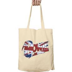 Polyester Fabric Tote Bags David Bowie Official David Bowie Tote Bag Union Jack Logo Aladdin Sane new Beige Fabric Cream