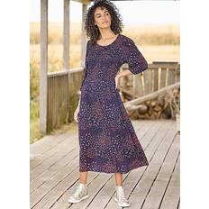 Freestyle Lucy Patchwork Print Shirred Print Midi Dress Navy Print