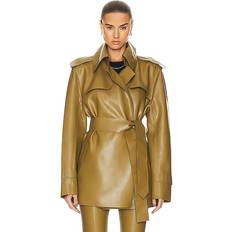 Elastane/Lycra/Spandex Coats Norma Kamali Double Breasted Trench Coat in Olive Woods