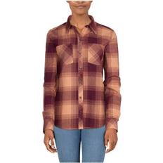 Natural - Women Shirts Natural Reflections Flannel Button-Down Long-Sleeve Shirt for Ladies Cork Plaid