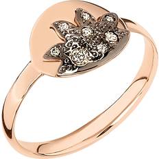 Dodo Rose Gold & Brown Diamond Moon & Sun Ring