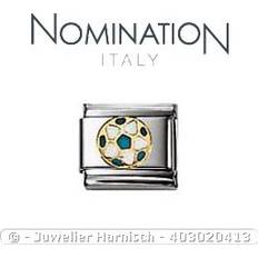 White Charms & Pendants Nomination Enamel Football Charm - Silver