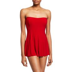 Red Swimsuits Norma Kamali Strapless Flared Swimdress RED