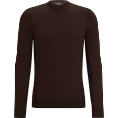 Silk Sweaters BOSS Regular-fit sweater in wool, silk and cashmere- Dark Brown Men's Sweaters