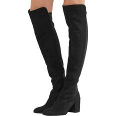 Ajuste Ancho Botas altas Stuart Weitzman Women's Halftime Stretch-Crepe Black Suede Over-The-Knee Boot 10.5 US Halftime-BlackSuede