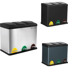 Songmics 3 x 8 L Metal Kitchen Rubbish Bin with Lids