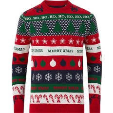 Julesweaters - Rød Sweatere Only & Sons Julesweater Reg Mix Xmas Jac Crew KN Rød