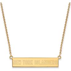 LogoArt SS 14k Yellow Gold Plated NHL New York Islanders Bar Necklace, 18in instock N22622