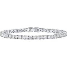 Men - White Gold Bracelets Paris Jewelry 14K White Gold Carat Created White Sapphire Tennis Bracelet Plated