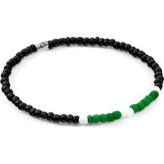 White Black Henry Silver and Glass SKINNY Bracelet White, 17cm