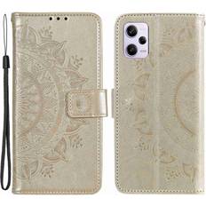 Skalo Xiaomi Redmi Note 12 Pro 5G Mandala Flip Cover Guld