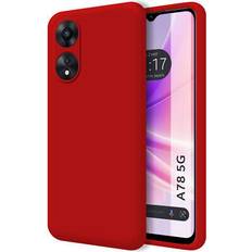 TuMundoSmartphone Tumundosmartphone Hülle Silikon Liquid Ultra Weich für Oppo A78 5G Farbe Rot