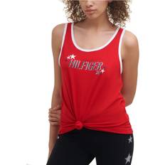 Tommy Hilfiger Women Tank Tops Tommy Hilfiger Tommy Hilfiger Sport Womens Shimmering Star Logo Knot Front Tank Top Red