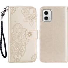 Skalo Motorola Moto G53 5G Mandala Owl Flip Cover Guld