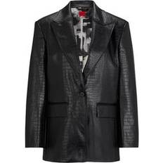 Leather Imitation Tops HUGO Damen Kunstleder-Blazer AMASALA-1 schwarz