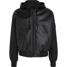 Leather Imitation - Man Jackets Calvin Klein Jeans Sleek Black Hooded Jacket - Black