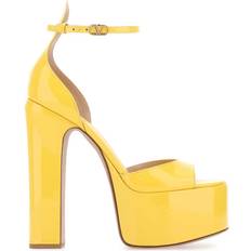 Amarillo - Mujer Sandalias de tacón Valentino Garavani Yellow Leather Tan-Go Sandals Yellow