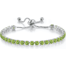 Men - White Gold Bracelets Paris Jewelry 18k White Gold Ct Created Peridot Round Adjustable Tennis Bracelet Plated