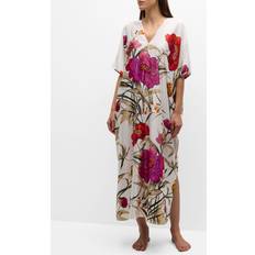 Gris - Mujer Batas Natori Anais Floral-Print Charmeuse Caftan ALABASTER COMBO