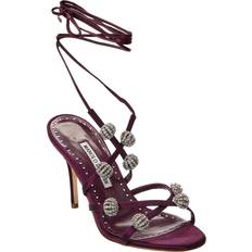 Paars - Vrouw Sandalen met hak Manolo Blahnik Elsaka 90 Satin Sandal