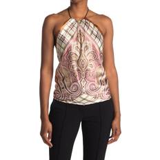 Paisley Accessories La Fiorentina Women's Garland Plaid Halter Scarf Top Light Brown