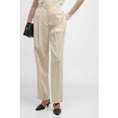 Toteme Byxor Toteme Byxor, Dam, Beige, L, SS24, Plisserade byxor