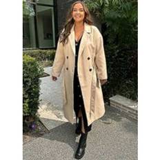 Sportswear Garment Coats In The Style In the Style X Jac Jossa Camel Faux Wool Belted Longline Coat