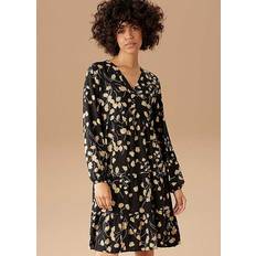 Aniston V-Neck Floral Print Dress Black