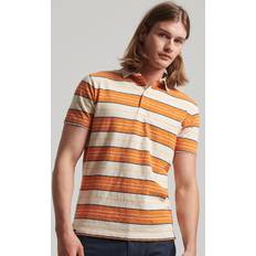 Superdry Vintage Jersey Stripe S/S Polo tröja för män, Havremjöl