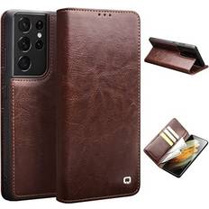 Cover samsung galaxy s21 ultra 5g Qialino Classic Samsung Galaxy S21 Ultra 5G Læderpung Brun