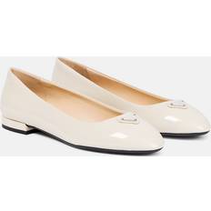 Prada Ballerinas Prada Logo Patent Leather Ballet Flats - White